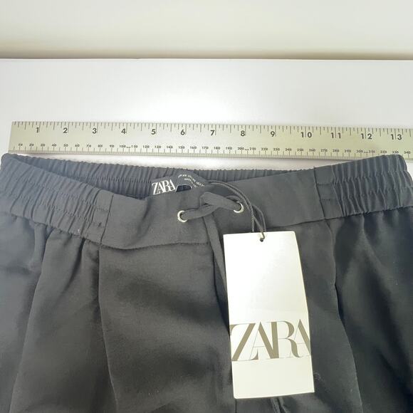 Zara Women's Size XS Black Drawstring Polyester Straight Leg Lightweight Pants - Picture 15 of 15